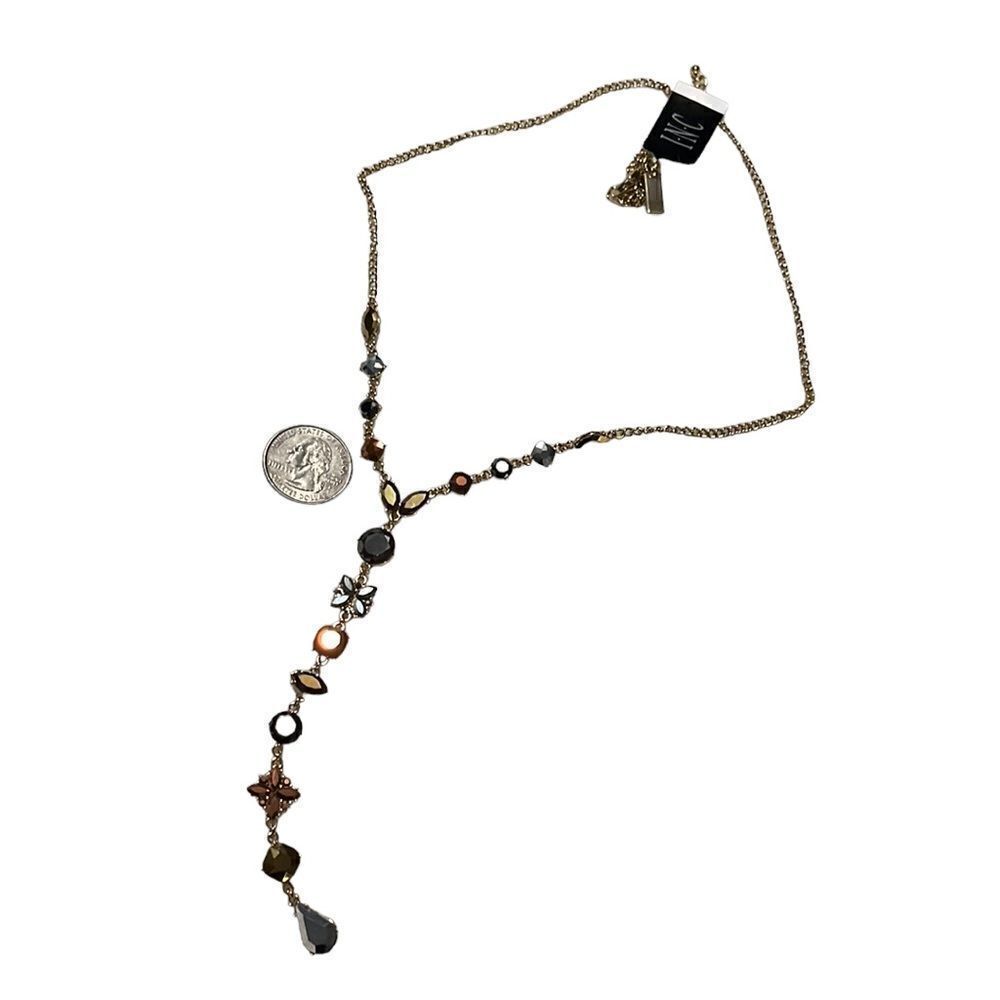 INC Gold-Tone Multi-Crystal 24" Lariat Necklace - Picture 3 of 4